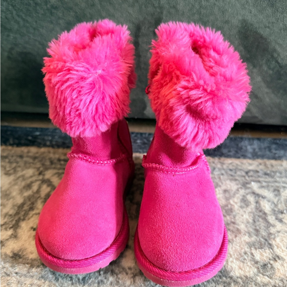 Kids Pink Faux-Fur Boots